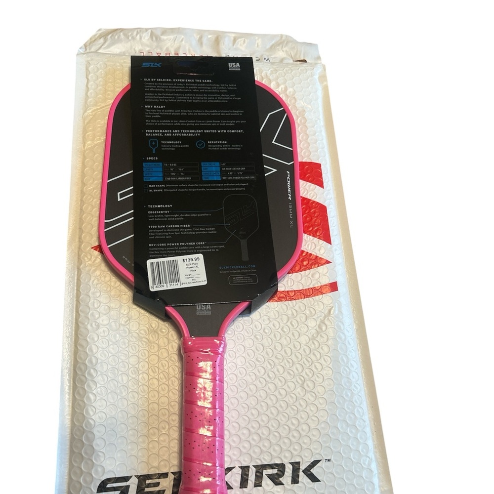 Selkirk SLK Halo Power XL 13mm Raw Carbon Fiber Pickleball Paddle Pink NWT - Picture 2 of 5